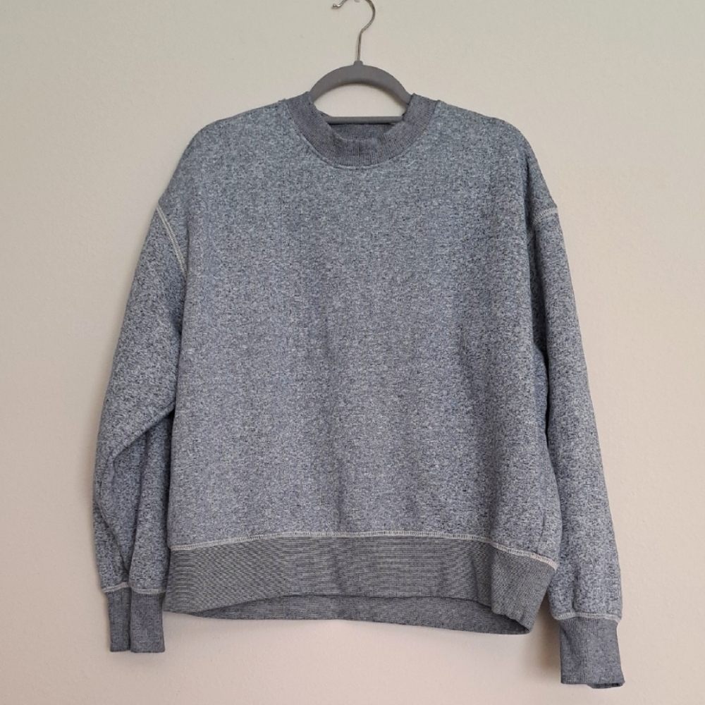AE Laidback Luxe Heavyweight Sweatshirt in Heather Blue/Gray Size L